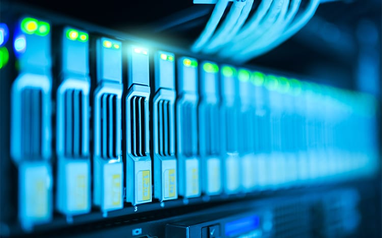 CAT’s Network Administration & Security Diploma program gets you ready for career success! Picture shows servers in a row.  