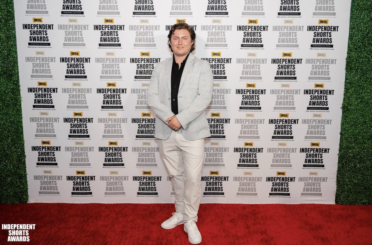 College for Arts and Technology Professional Filmmaking Graduate Michael Marentette poses at a Film Gala Event. 