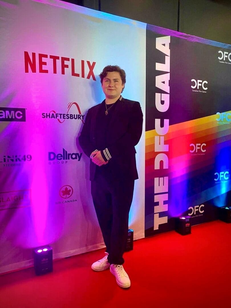 College for Arts and Technology Professional Filmmaking Graduate Michael Marentette poses at a Film Gala Event. 
