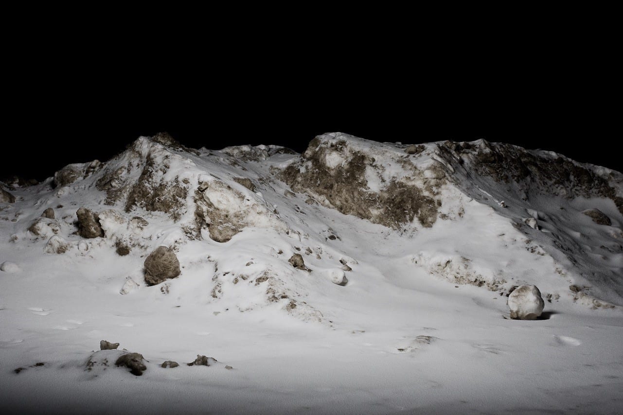 Snowbank shot to look like a mountain range.